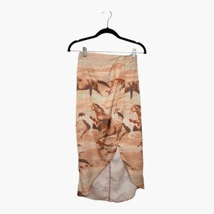 Urban Outfitters Western Wild Horses Print Midi Skirt Y2K Cowboycore XS